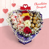 Valentine's Special: Mixed Roses & Chocolate Bouquet