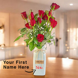 Beautiful 12 Red Roses in a Stylish Ceramic Vase
