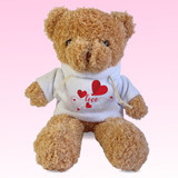 Love-Themed Hoodie on Brown Teddy Bear