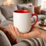 Customizable Red Handled Mug