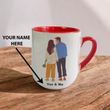 Warmth of Love: Couple Themed Red Handled Mug