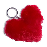 Small Red Heart Shaped Soft Plush Keyring