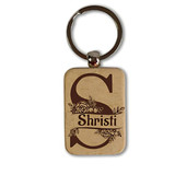 Custom Floral Design Laser Engraved Wooden Keyring with Name