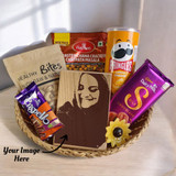 Snacks Gift Basket with Personalized Wooden Plaque Board