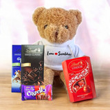 Customized Teddy with Sweet Treats Gift