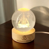 OM Design Engraved on Wooden Base of Shiva Crystal Lamp OM Design Engraved on Wooden Base of Shiva Crystal Lamp