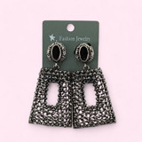 Sparkling Black & Grey Glittery Long Earrings