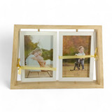 Double-Sided Wooden Rotating Photo Frame for Four Photos