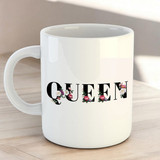 Floral Royalty: Queen Printed White Ceramic Mug