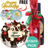 Five Star Cake 1kg and 1xRed Wine Gift Bottle (Free Cake Topper + 10 Pcs Paper Plates)