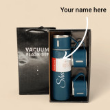 Custom Stainless Steel 500ml Vacuum Flask & Cup Set - Blue, Includes 3 Steel Cups