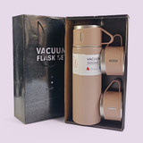 Light Pink Stainless Steel Vacuum Flask & 3 Cups Set - 500ml