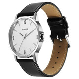Sonata Silver Dial Analog Black Leather Strap Watch for Men-77083SL08