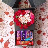 Luxurious Chocolates & Fresh Roses in a Gift Box