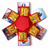 Elegant 2-Layered Gift Box: Chocolates, Roses & Personalized Photos