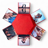 Elegant 2-Layered Gift Box: Chocolates, Roses & Personalized Photos