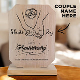 Personalized Wooden Photo Board for Anniversary with Engraved Couple's Names