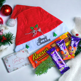 Christmas Santa Cap With Treats and Greeting Card Gifts