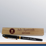 Personalized Black Ink Pen with Wooden Storage (Ink Box Included)