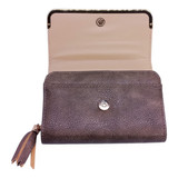 Trendy Greyish Brown PU Leather Purse