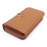 Trendy Coral Brown PU Leather Tri-Fold Purse for Ladies