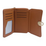 Trendy Coral Brown PU Leather Tri-Fold Purse for Ladies