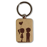 Couple Love Design Wooden Keyring with Custom Name Printed