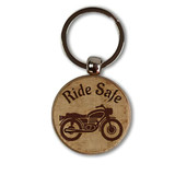 Laser Engraved Ride Safe Wooden Keyring with Personalized Name