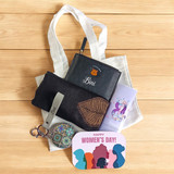 Women's Day Delight Gift with Tote Bag, Personalized Wallet, and Mirror