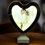 Heart-Shaped Mini Magic Mirror with LED Light Photo Frame