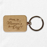 Personalized Happy Women's Day Wooden Keyring - Custom Engraved with Your Name