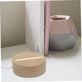 USB-Powered LED Wood Light Stand for 3D Crystal & Glass Display - Round Shaped