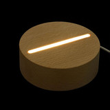 USB-Powered LED Wood Light Stand for 3D Crystal & Glass Display - Round Shaped