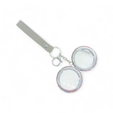 Personalized Name Engraved on Elegant Double-Sided Mirror with Keyring and PU Leather Strap