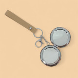 Stylish Double-Sided Mirror with Keyring and Personalized Leather Strap