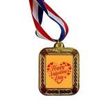 Square-Shaped Gold Medal Engraved- Happy valentine's Day