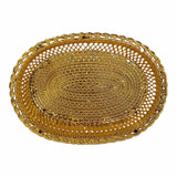 Golden Flower-Patterned Oval Decorative Tray