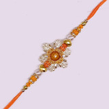 Orange Color Flower Design Rakhi For Brother