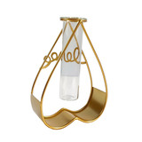 Glass Tube Vase with Heart-Shaped Metal Stand