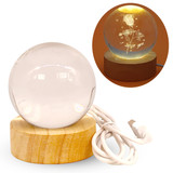 Crystal Ball Rose Lamp With Wooden Base