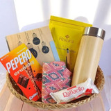 Cultural Craft: Wooden Notebook, Pen, Chocolates & Dhaka Topi Basket of Joy