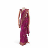 Dark Pink Satin Silk Saree with Beautiful Woven Design