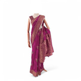 Dark Pink Satin Silk Saree with Beautiful Woven Design