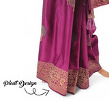Dark Pink Satin Silk Saree with Beautiful Woven Design