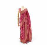 Rich Maroon Banglori Silk Saree with Exquisite Golden Leaf Motifs