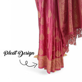Rich Maroon Banglori Silk Saree with Exquisite Golden Leaf Motifs
