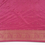 Graceful Rouge Pink Banglori Silk Saree Adorned with Golden Floral Accents