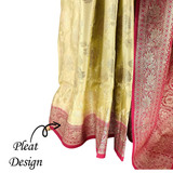 Soft Green Banglori Silk Saree with Elegant Pink Border Detail
