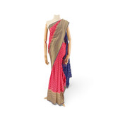 Pink Kanjivaram Banarasi Silk Saree with Exquisite Dark Blue Border