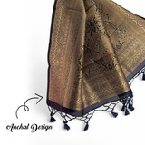 Pink Kanjivaram Banarasi Silk Saree with Exquisite Dark Blue Border